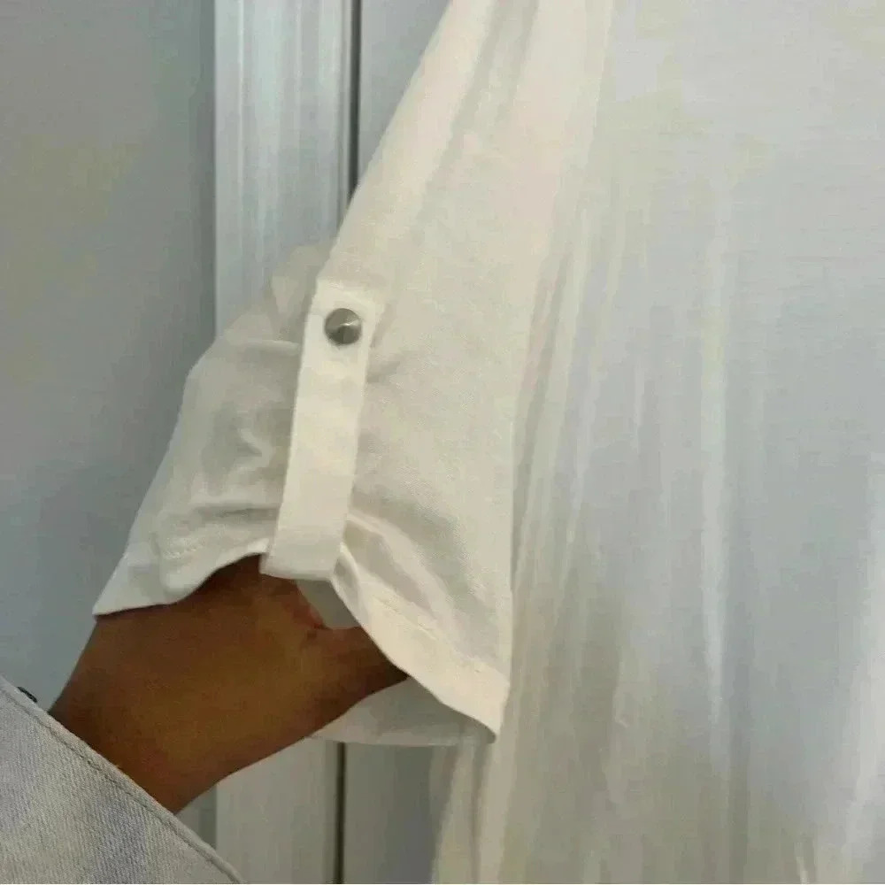 Sheer Hi-Low Button Down Blouse by Cato - Picture 5 of 8